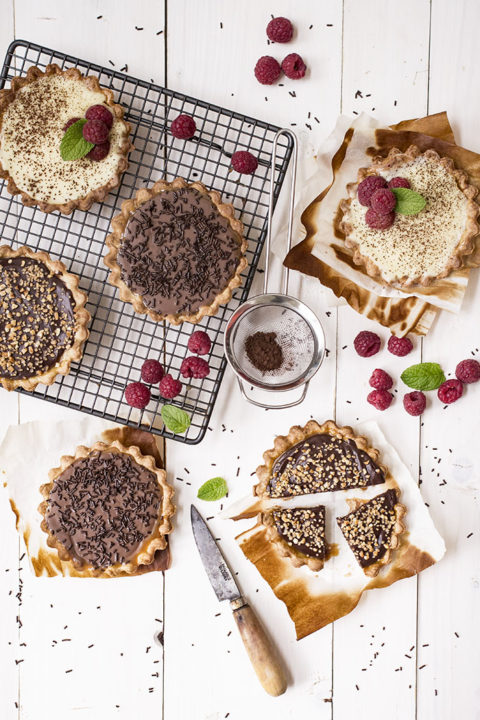 tartaletas de chocolate y caramelo salado